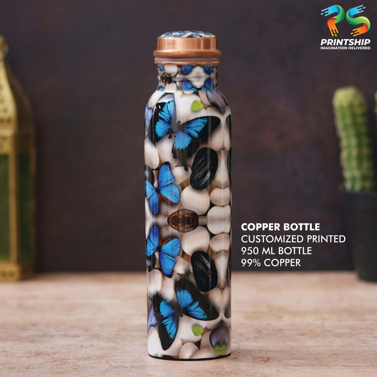 YuBingo Printed Copper 950ML Bottle - Corporate Drinkware Gift - Water Bottles by YuBingo