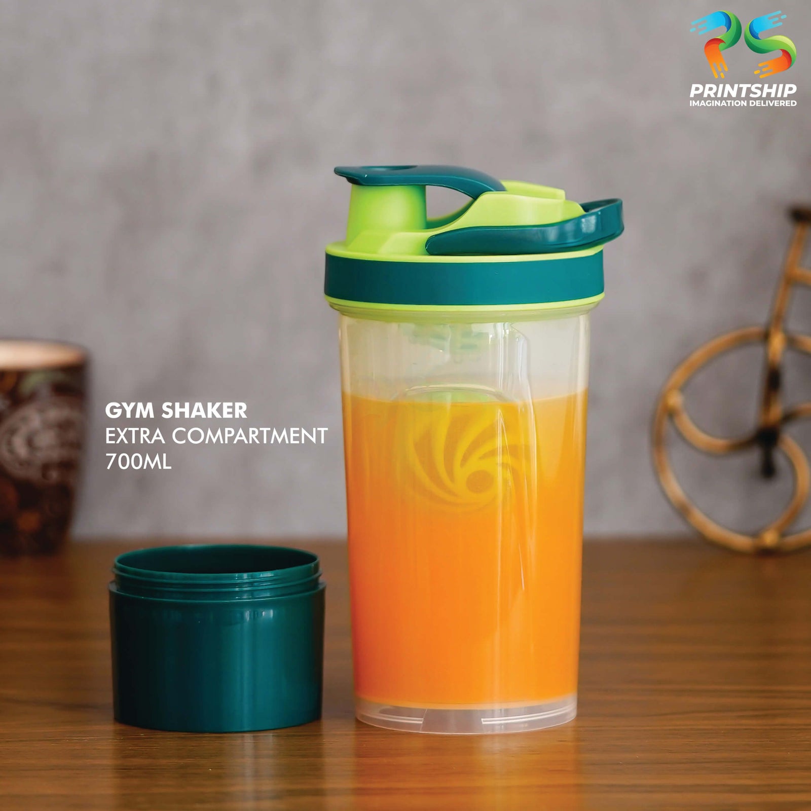 YuBingo Translucent White Plastic 700ML Gym Shaker With Green Cap - Corporate Gift | YuBingo corporate gift