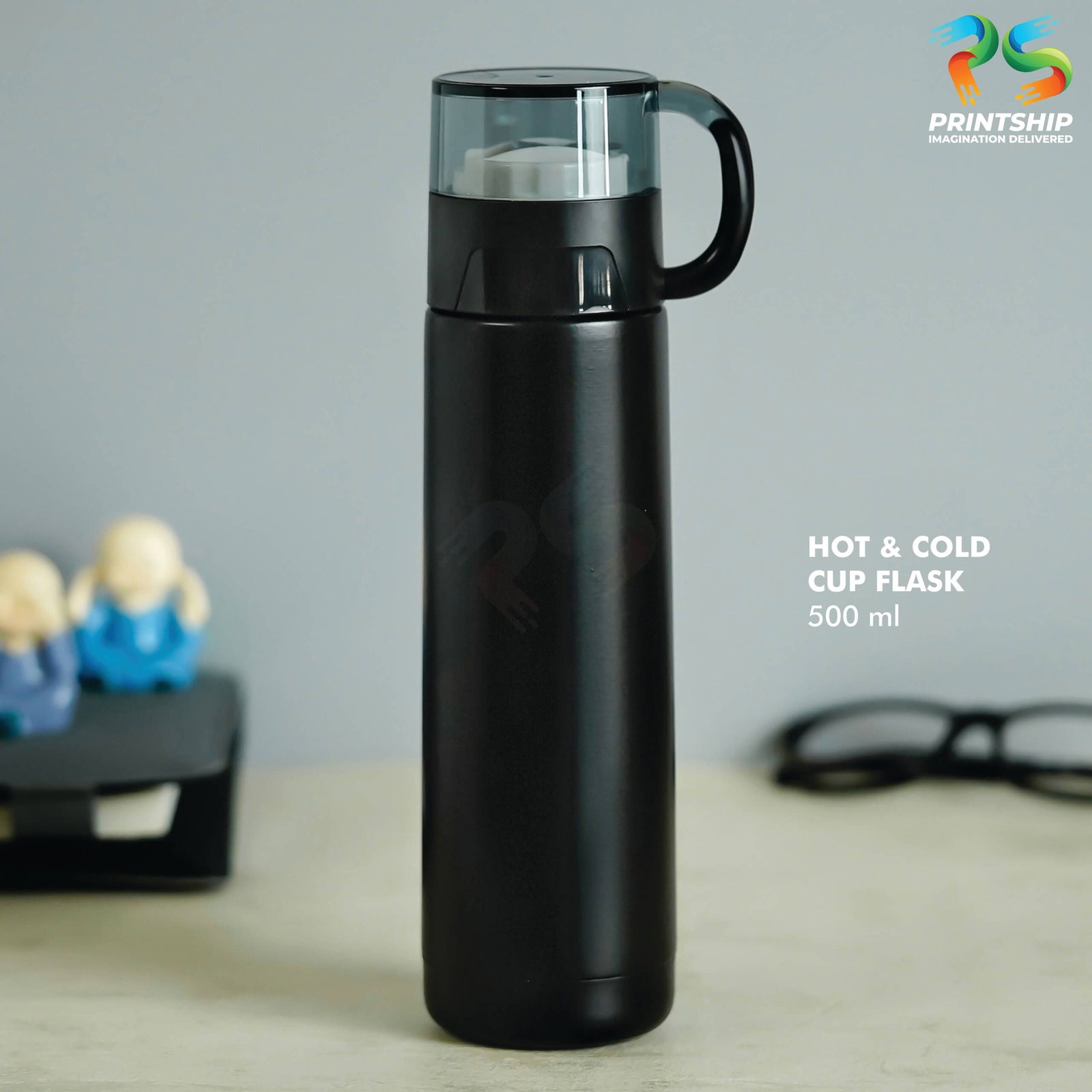 YuBingo Black Stainless Steel 500ML Hot & Cold Cup Flask - Corporate Drinkware Gift - Flasks & Thermos by YuBingo