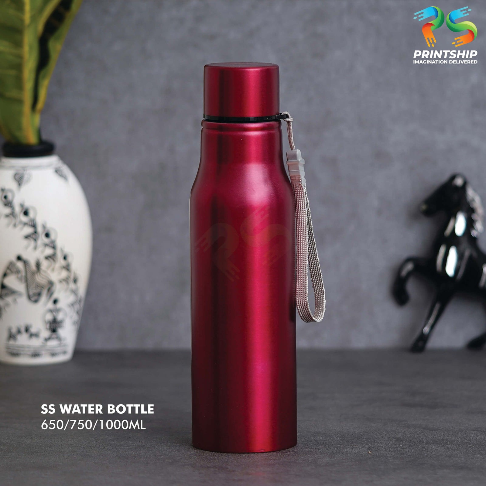 YuBingo Compact Red Stainless Steel Bottle - 650 ML - Corporate Drinkware Gift - Water Bottles by YuBingo