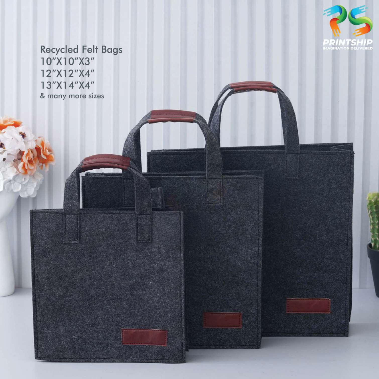 YuBingo Black Recycled Felt Hand Bag (Small) - Corporate Gift | Product image 2