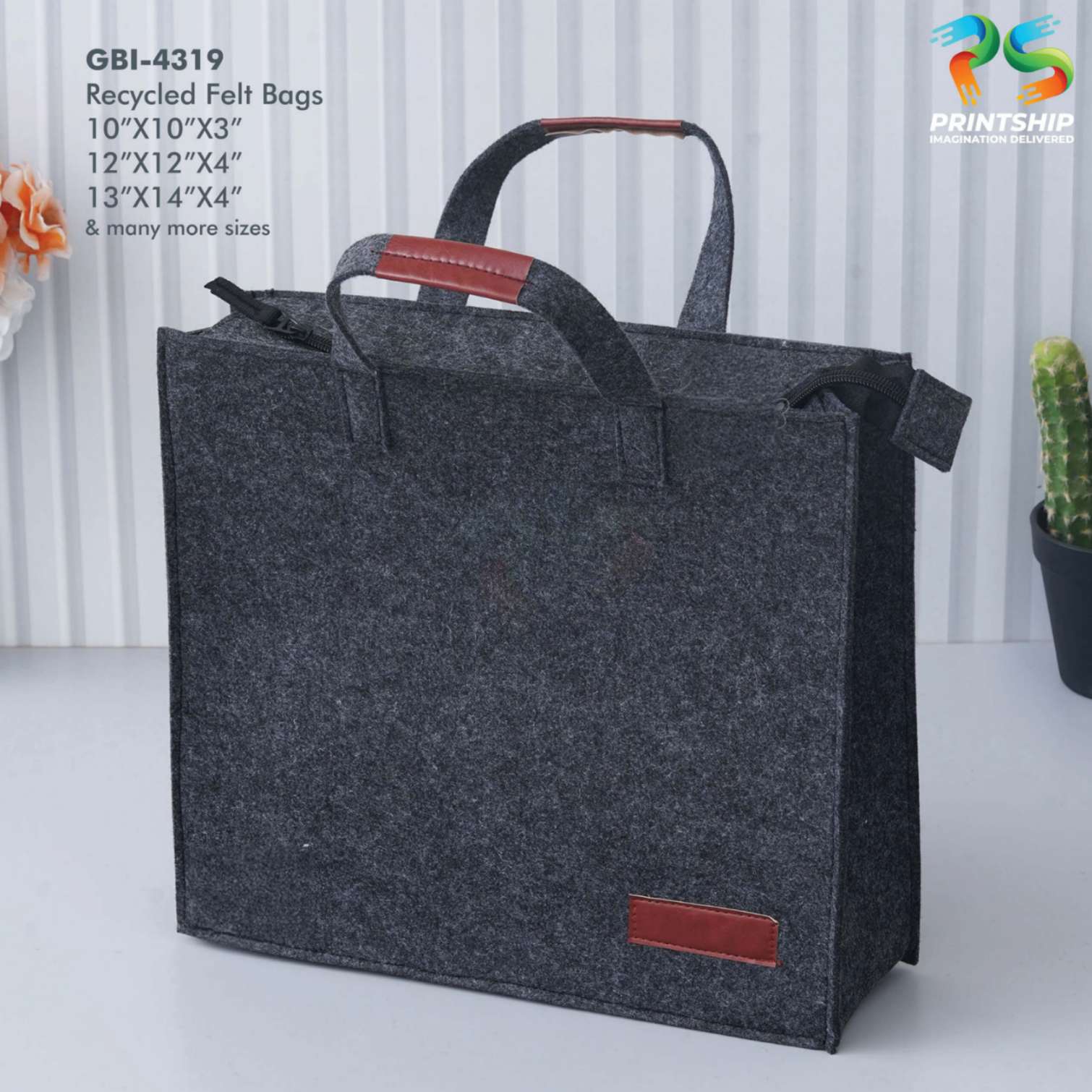 YuBingo Black Recycled Felt Hand Bag (Large) - Corporate Gift | Product image 4