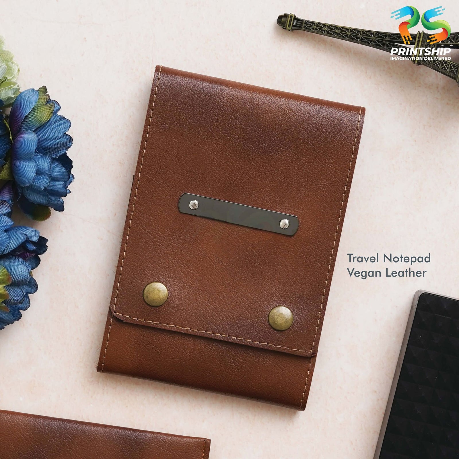 YuBingo Tan Vegan Leather Travel Notepad - Corporate Gift