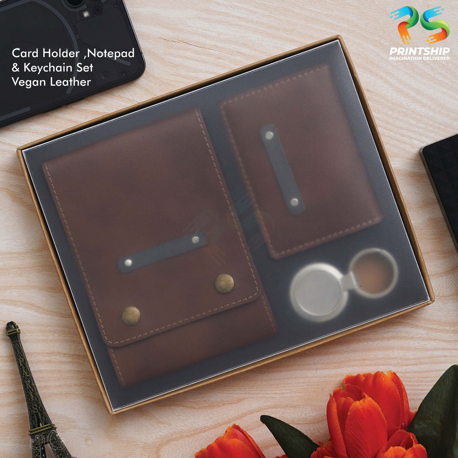YuBingo Tan Vegan Leather Travel Essentials Set - Corporate Gift Set - product image