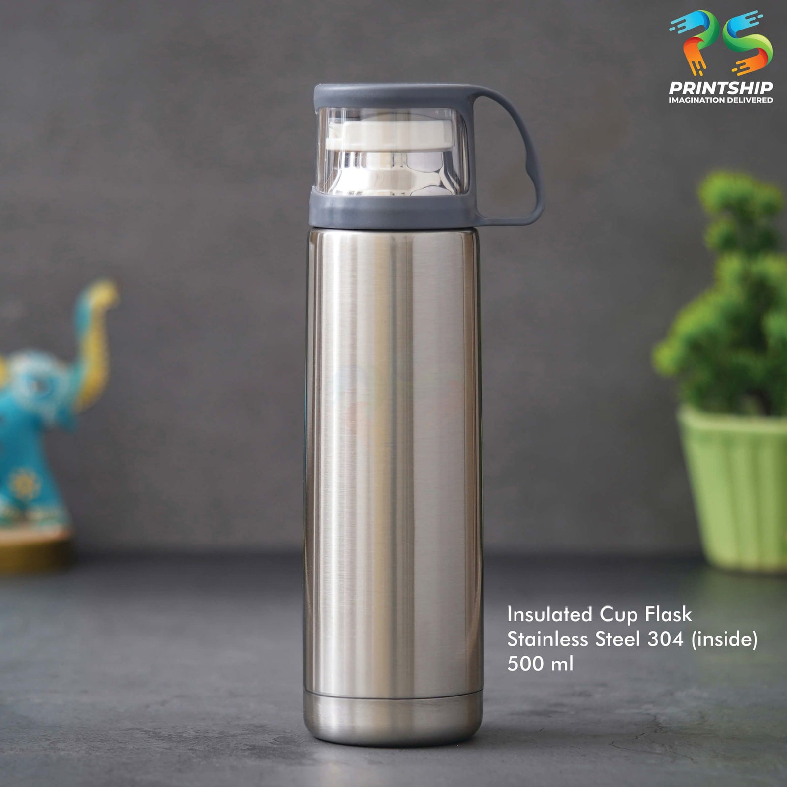 YuBingo Silver Stainless Steel 500ML Insulated Cup Flask - Corporate Drinkware Gift - Flasks & Thermos by YuBingo