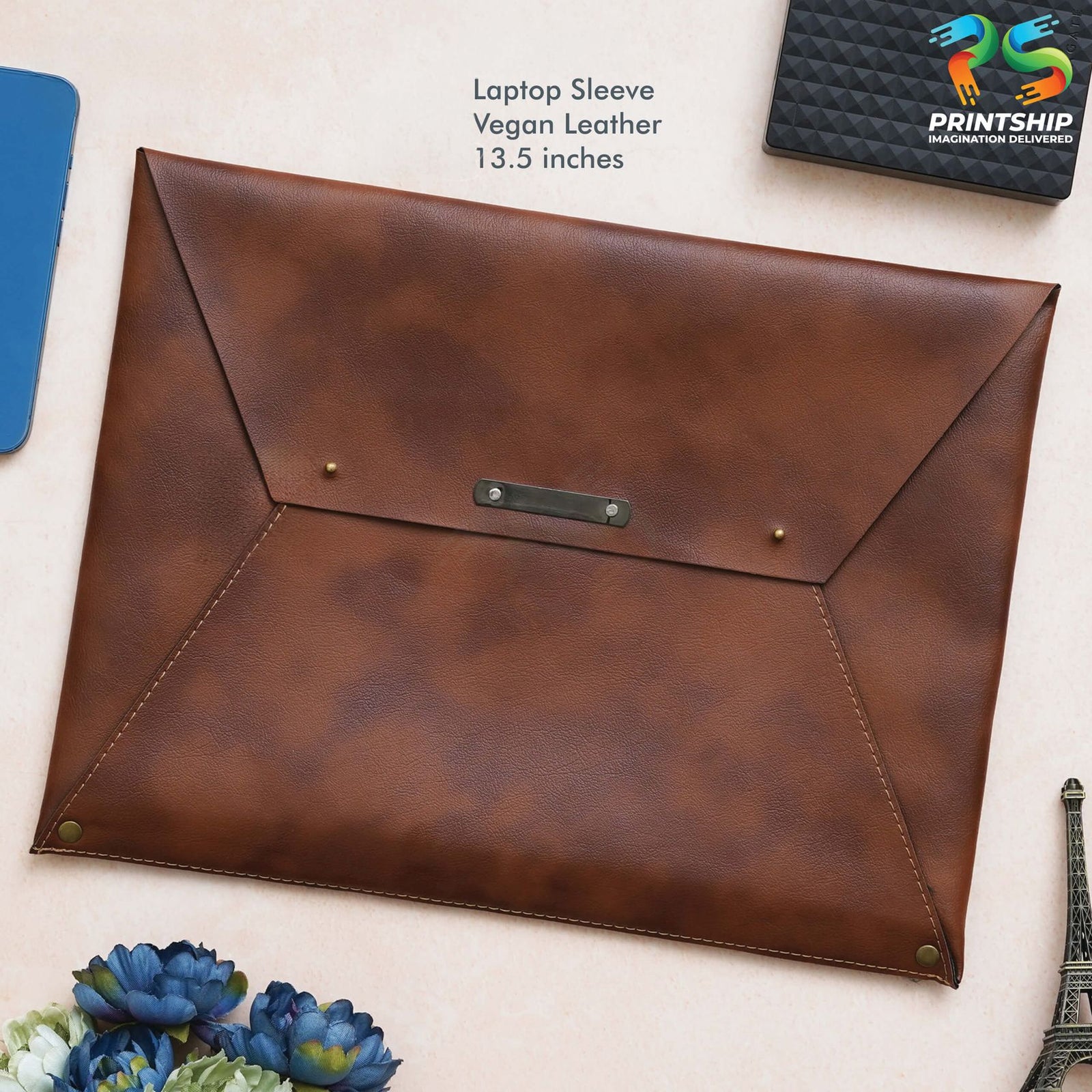 YuBingo Tan Vegan Leather Laptop Sleeve - Corporate Gift | Product image 3