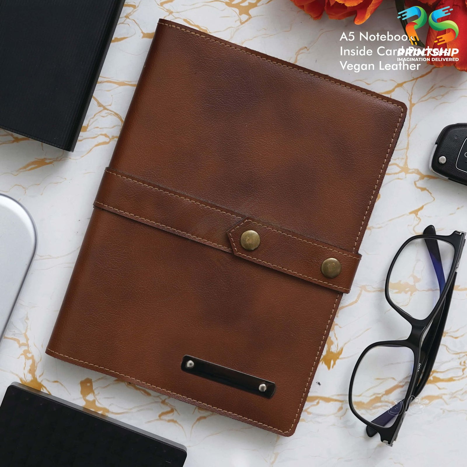YuBingo Tan Vegan Leather A5 Notebook - Corporate Gift