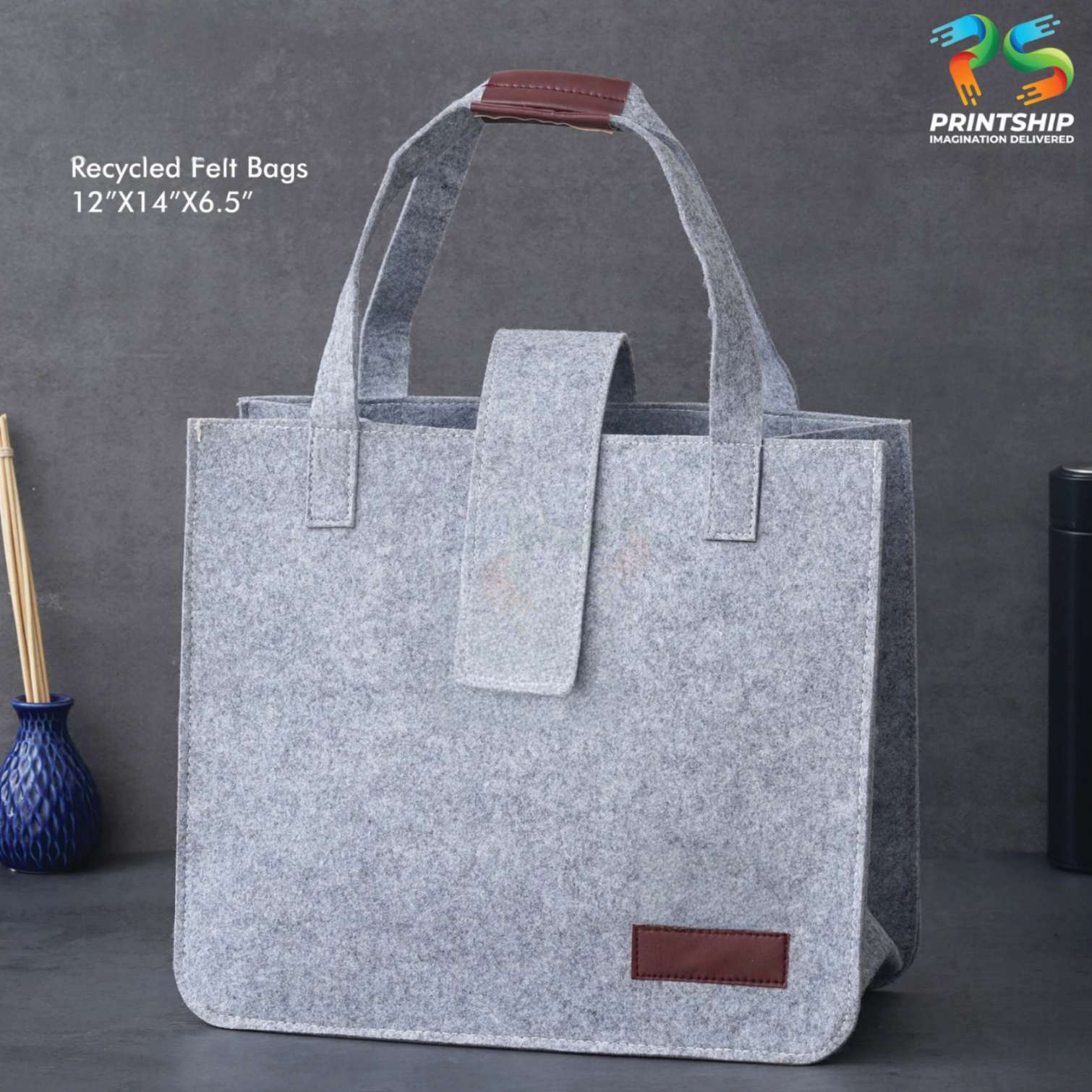 YuBingo Grey Recycled Felt Hand Bag - Corporate Gift | Product image 2