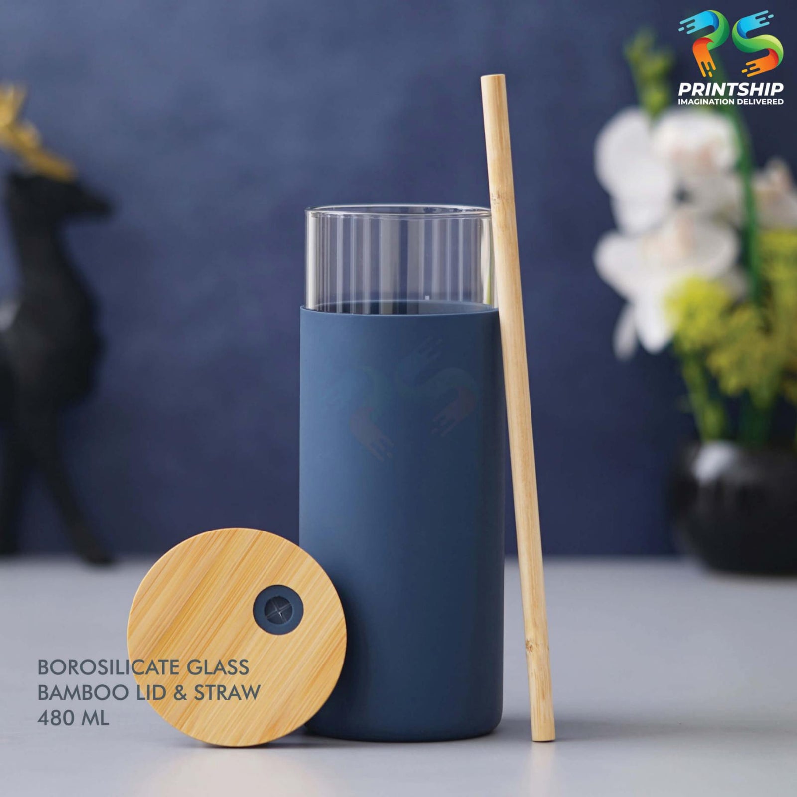 YuBingo Blue Borosilicate Glass Bottle - Corporate Gift | Product image 2