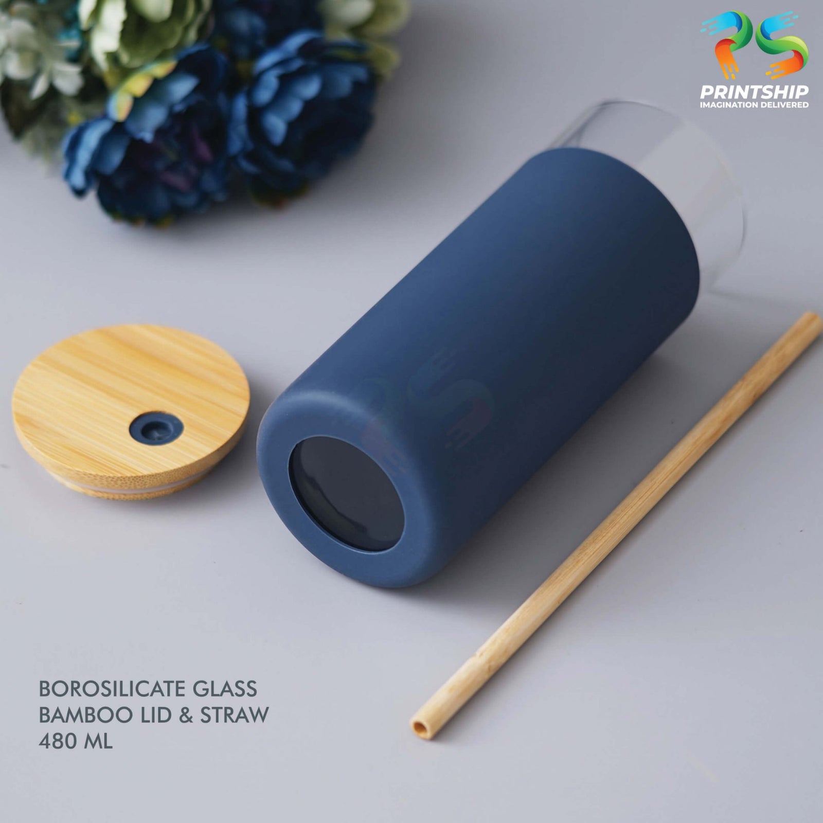 YuBingo Blue Borosilicate Glass Bottle - Corporate Gift | Product image 3