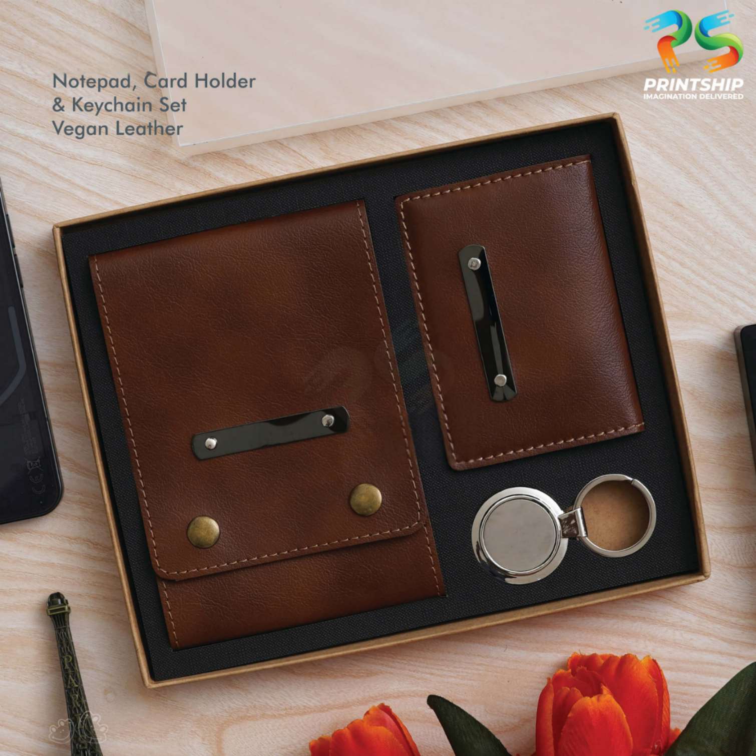 YuBingo Tan Vegan Leather Travel Essentials Set - Corporate Gift Set - image 2