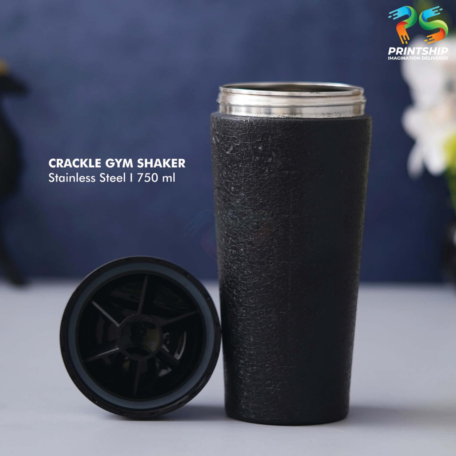 YuBingo 750 ML Black Crackle Finish Stainless Steel Gym Shaker - Corporate Gift | Product image 3