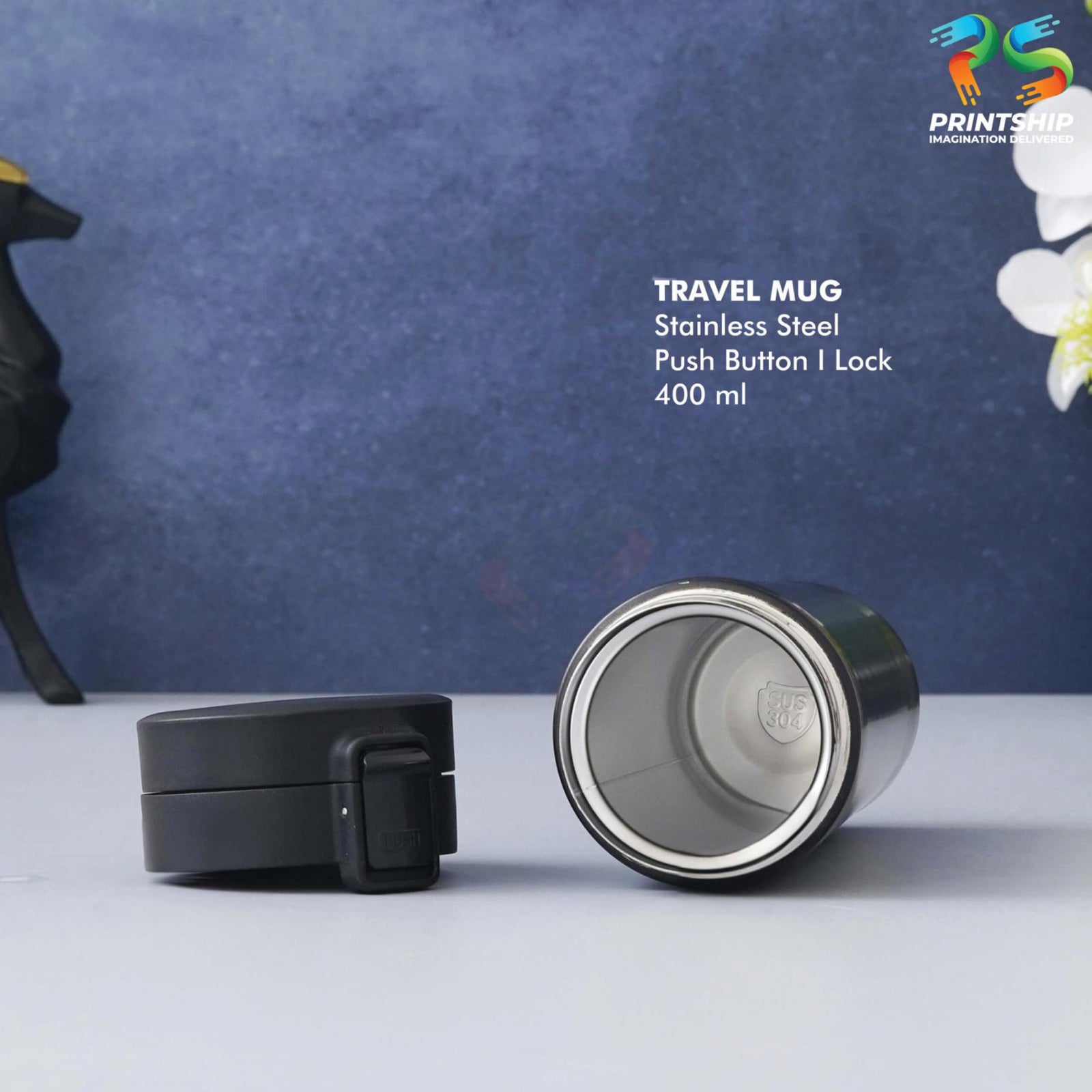 YuBingo Black Stainless Steel Mug 400ML - Corporate Gift | Product image 3