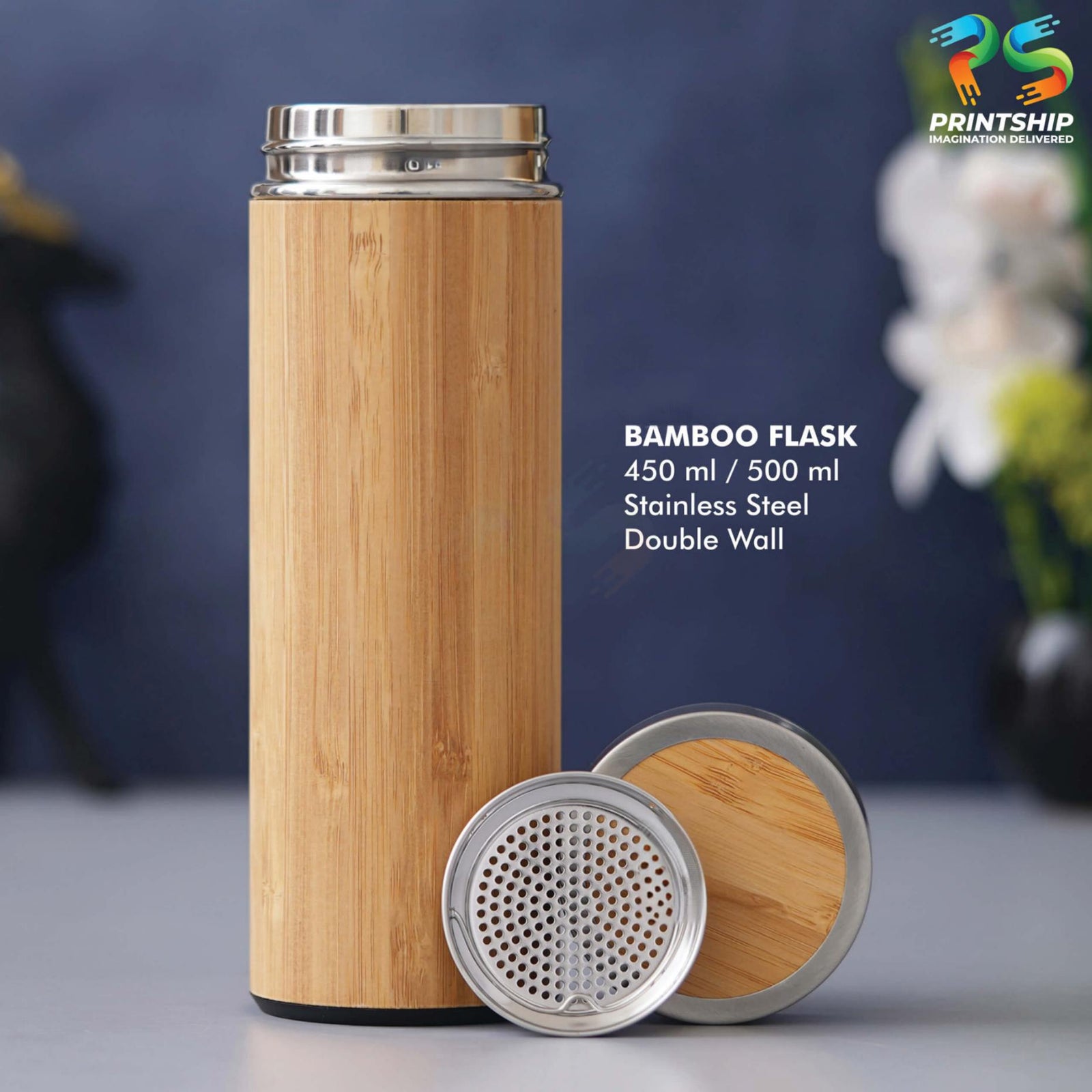 YuBingo Bamboo Stainless Steel Flask - 450ML - Corporate Gift | Product image 2