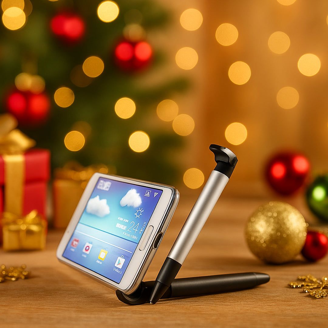 YuBingo L124 4 In 1 Pen With Mobile Stand, Stylus & Cleaner - Black - Corporate Gift | YuBingo corporate pen gift