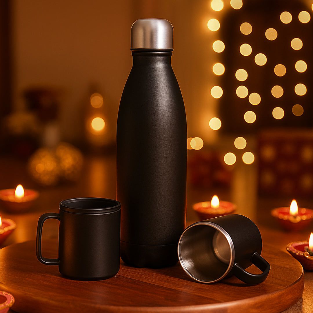 YuBingo Set Of Cola Vacuum Flask With 2 Stainless Steel Cups In Gift Box - Corporate Gift Set - product image