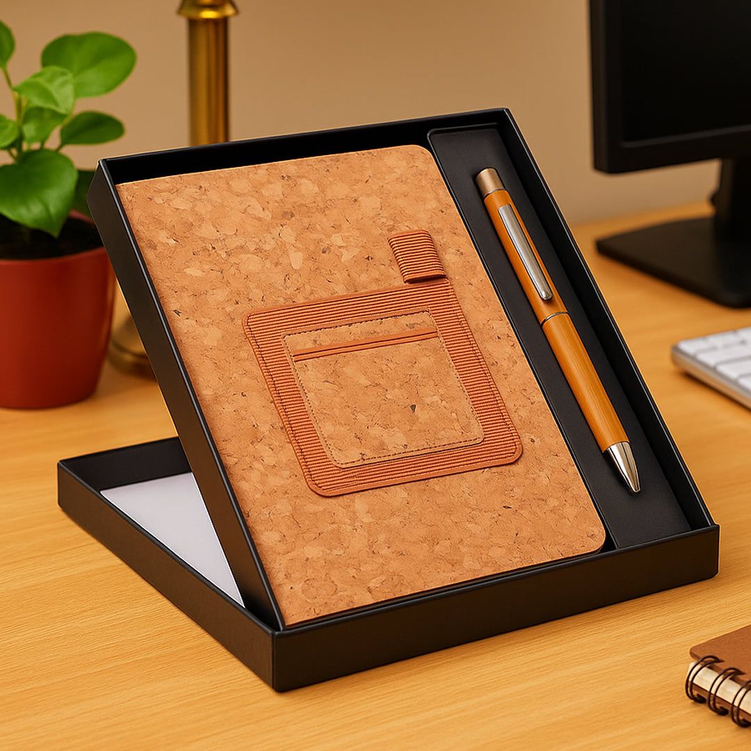 YuBingo Notebook Gift Set Eco - Cork A5 Notebook With Bamboo/Cork Pen - Corporate Gift - product image