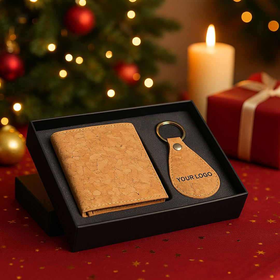 YuBingo Cork Dual Set: Wallet With Keychain In Gift Box - Corporate Gift Set - image 4