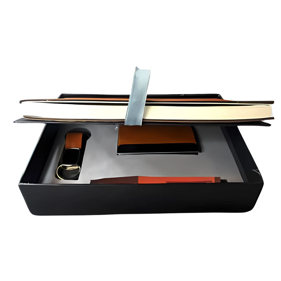 Compact 4 pc Tan Gift Set | Notebook, Pen, Keychain & Card Holder - View 5