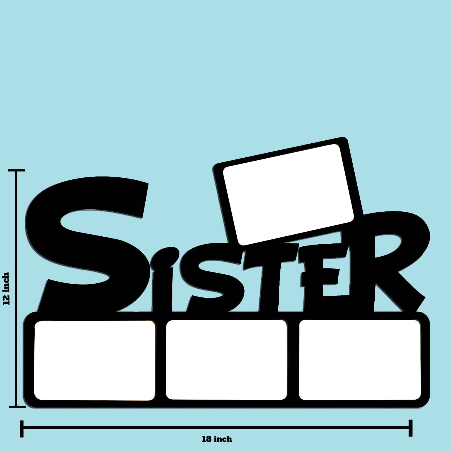 Laser Cut Photo Frame Sister Photos Frame with Four Photos - MDF Wood, 18"x12" - product image 2