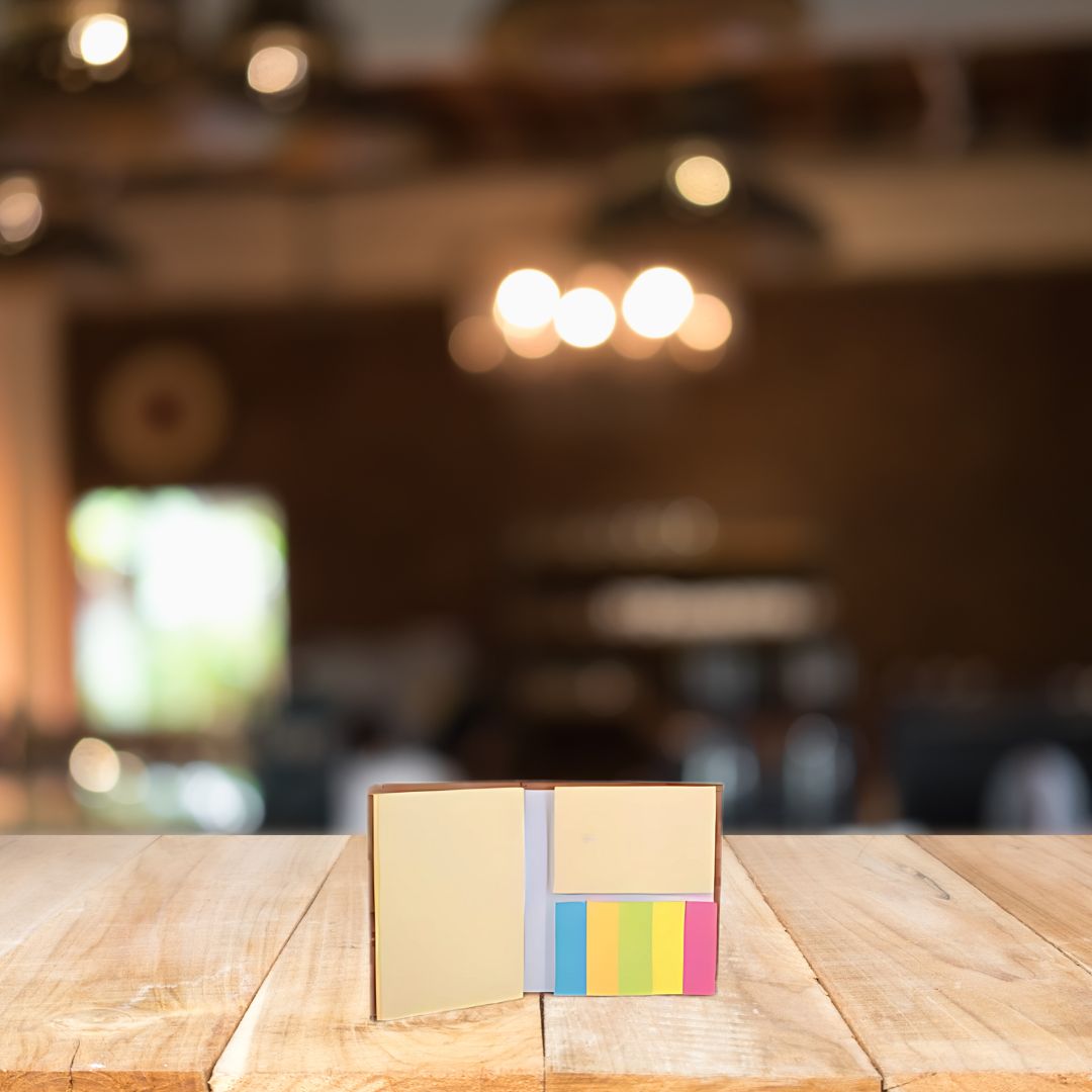 Folding cork sticky notepad with colorful sticky pads