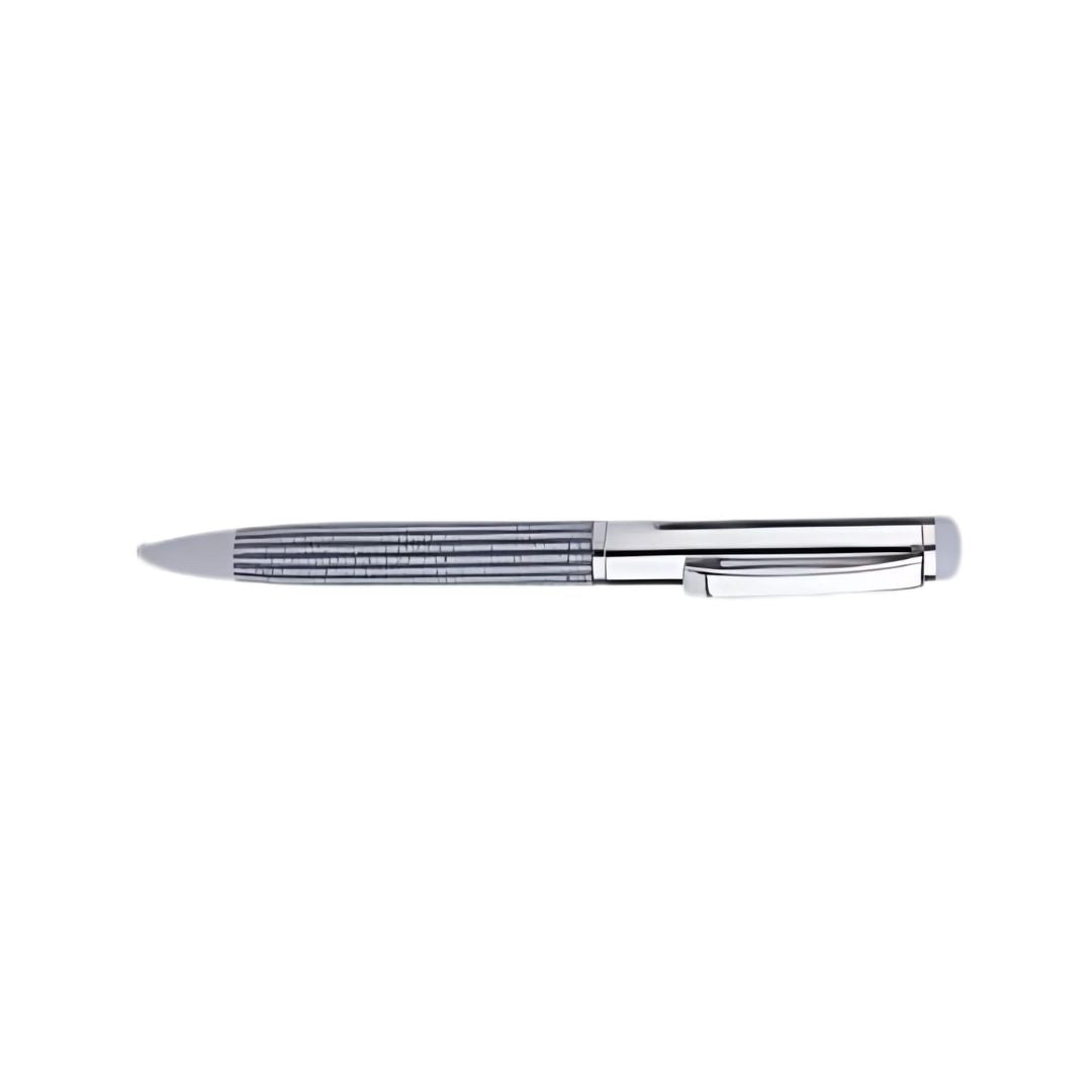 Elegant silver and gray striped metal pen