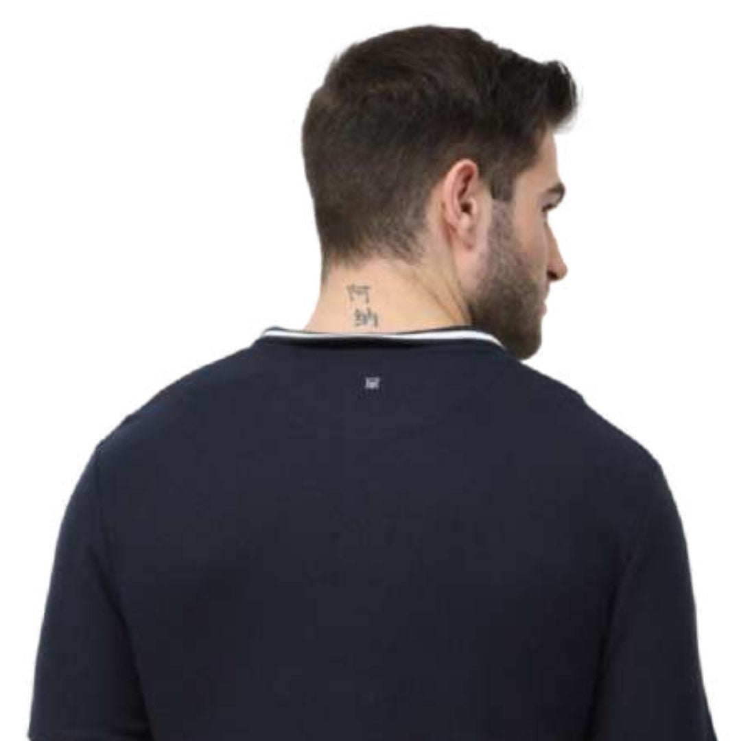 Rare Rabbit Polo Tee with Tipping – Navy Blue