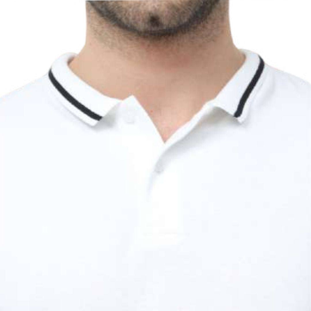 Rare Rabbit White Polo Tee with Black Tipping