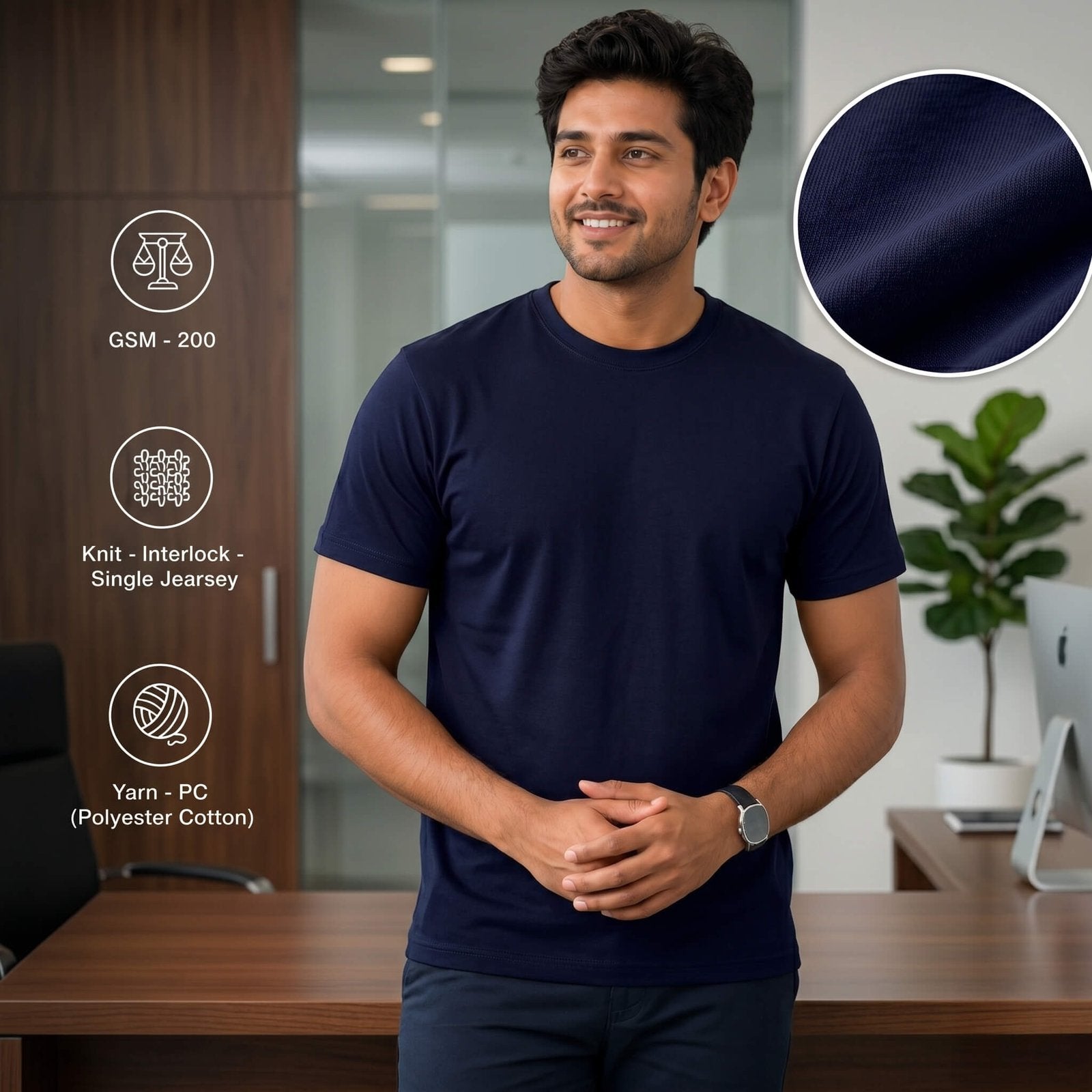 Real Madrid Navy Blue round-neck T-shirt for corporate gifting
