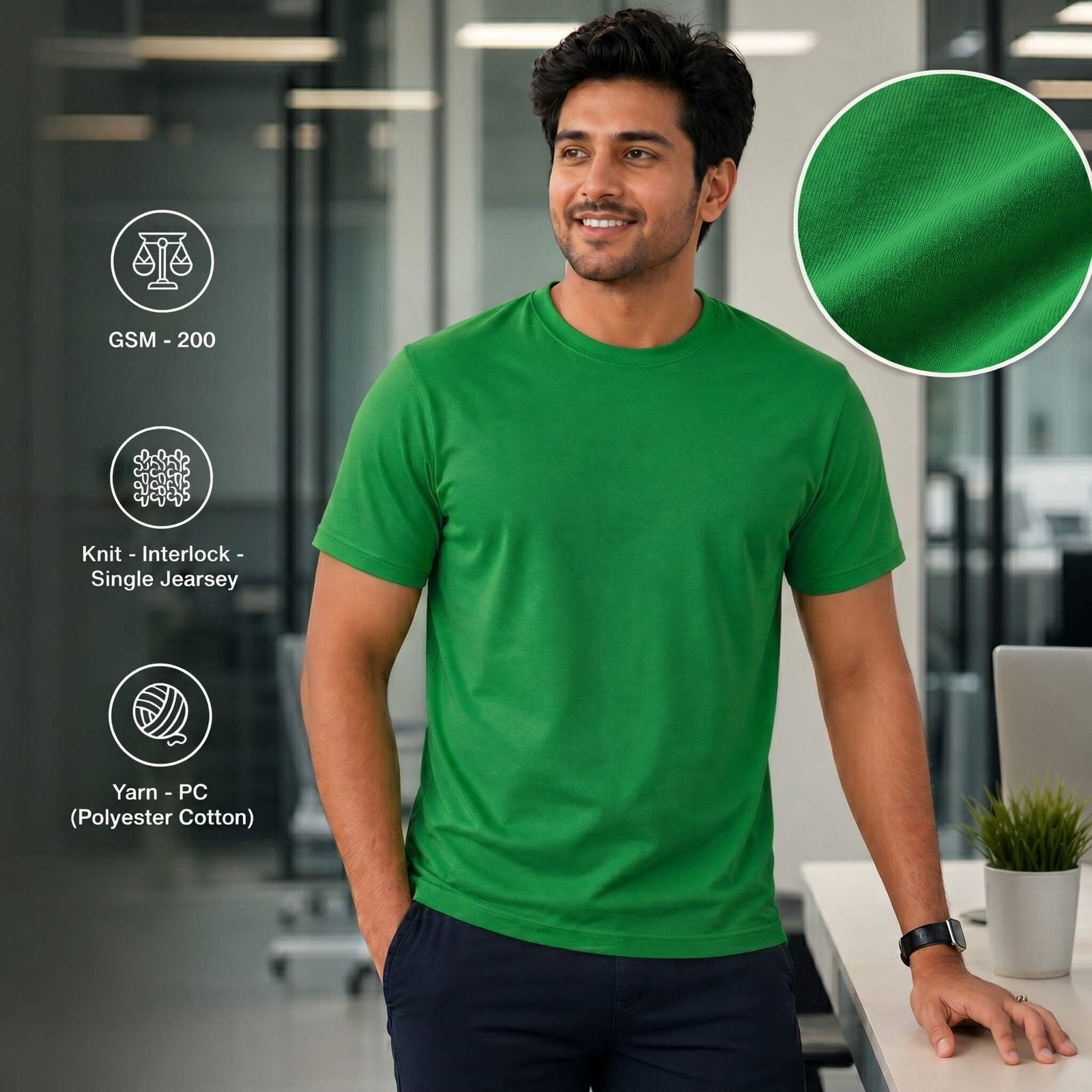 Real Madrid Parrot Green round-neck T-shirt for corporate gifting