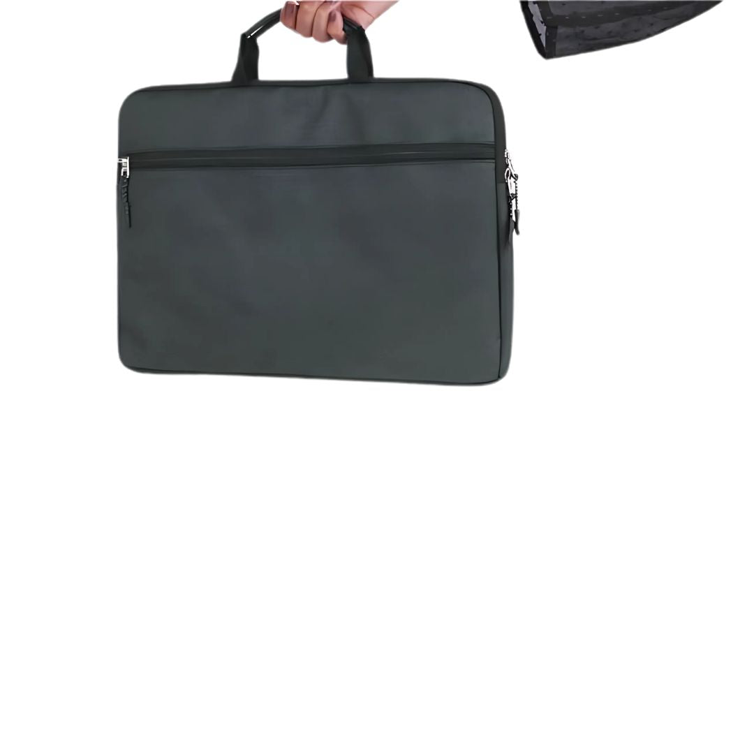 Handheld black laptop sleeve with top handles