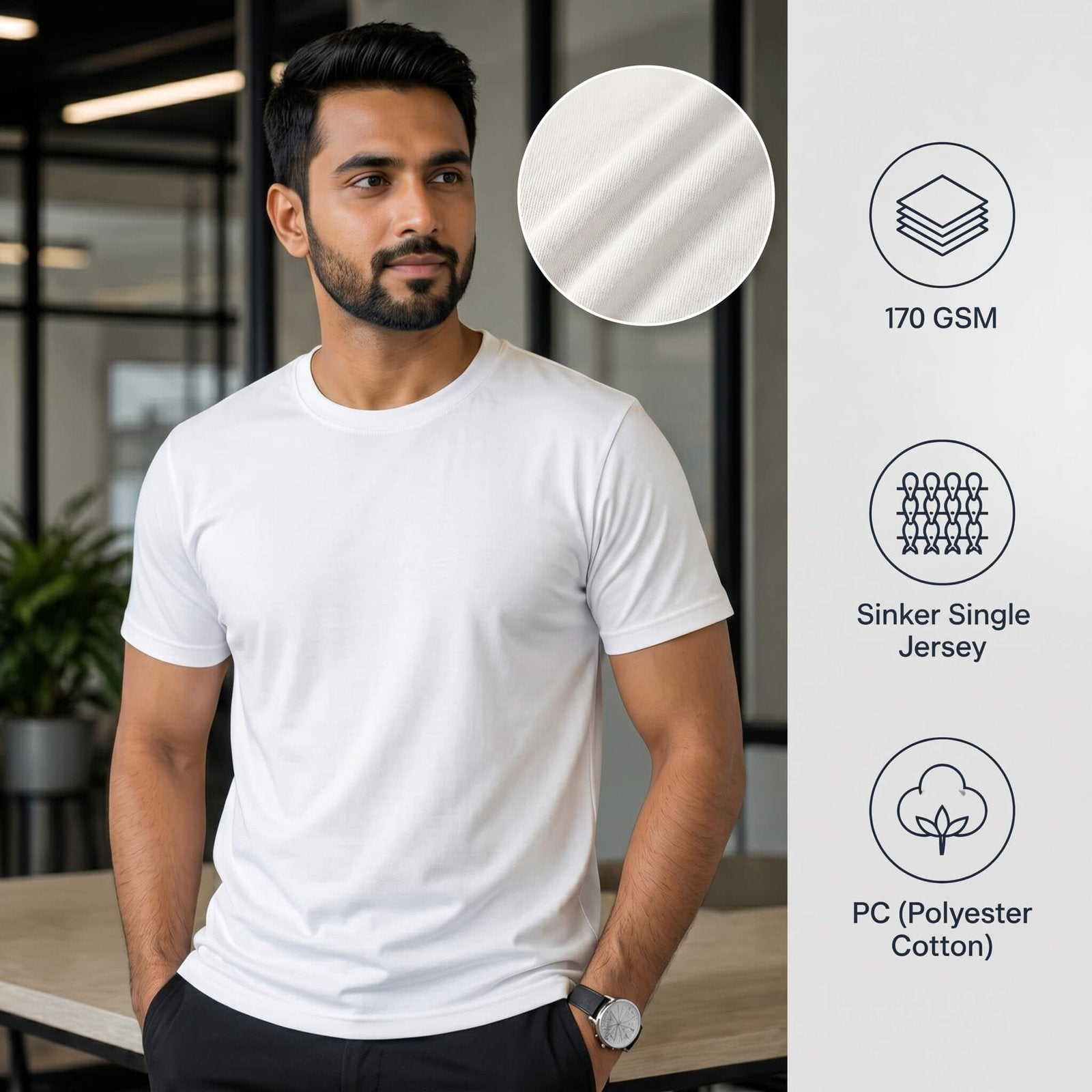 Sports White round-neck T-shirt for corporate gifting