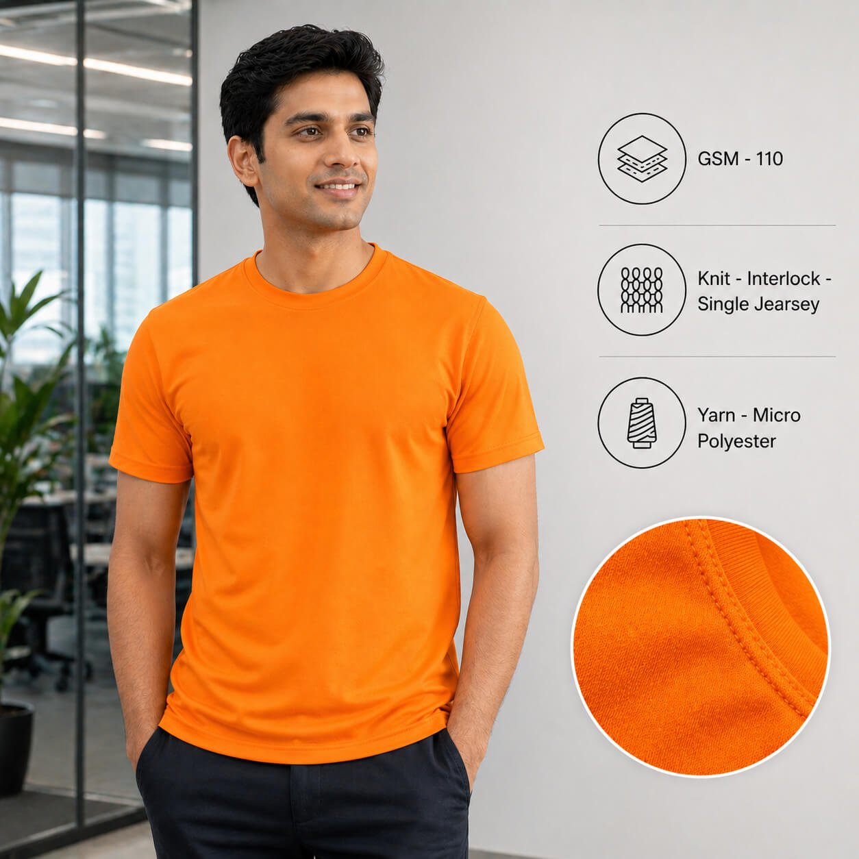 Texas Ornage round-neck T-shirt for corporate gifting
