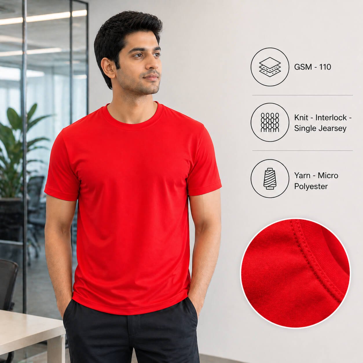 Texas Red round-neck T-shirt for corporate gifting