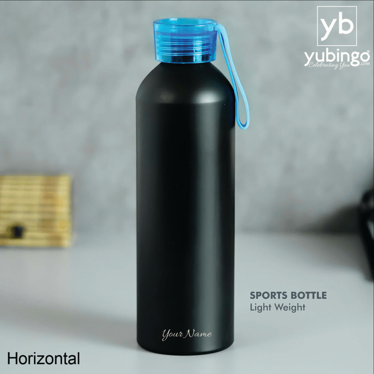 Customizable Black Aluminum Sports Bottle - 750 ML Capacity - corporate gift by YuBingo