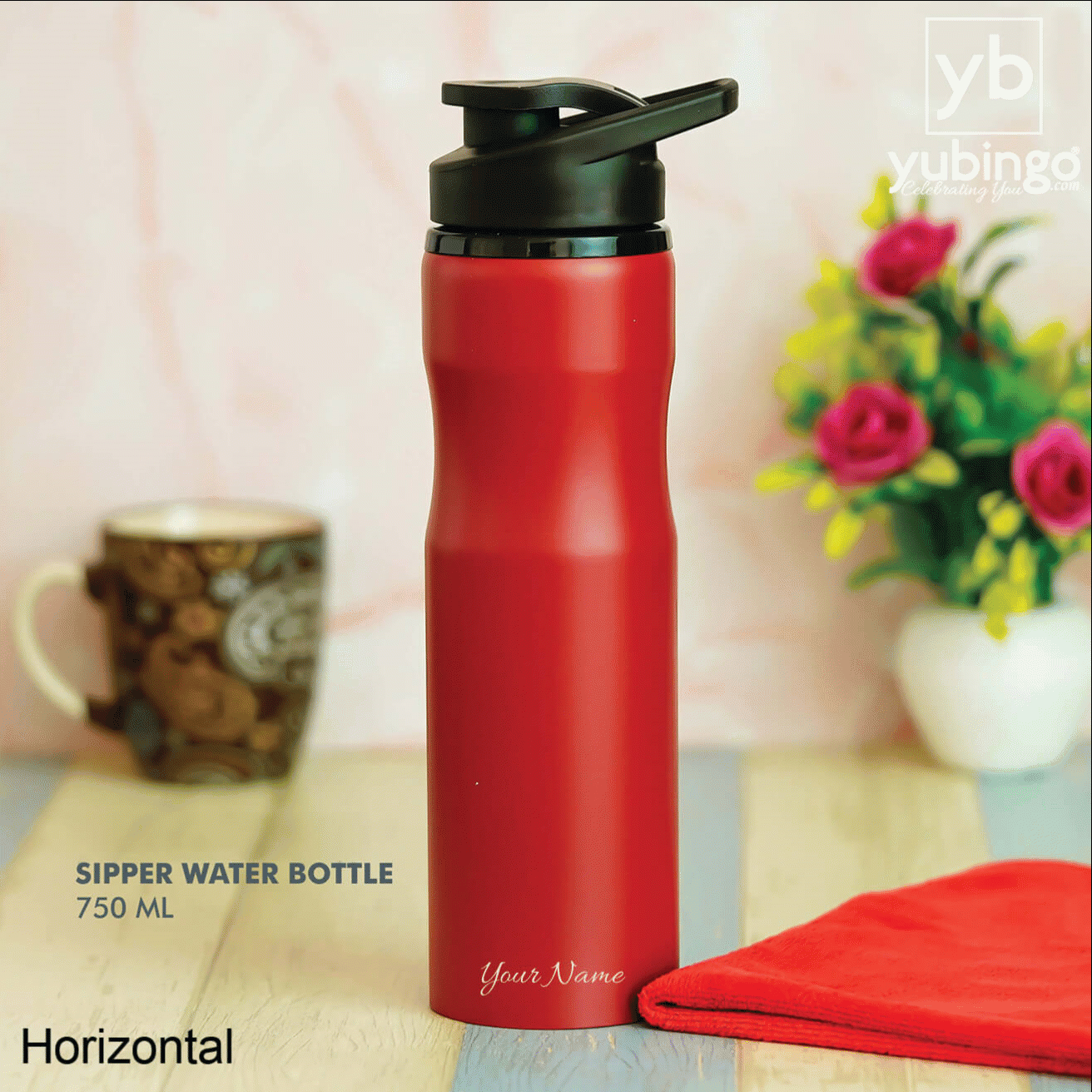 Customizable Red Sipper Bottle - 750 ML - corporate gift by YuBingo