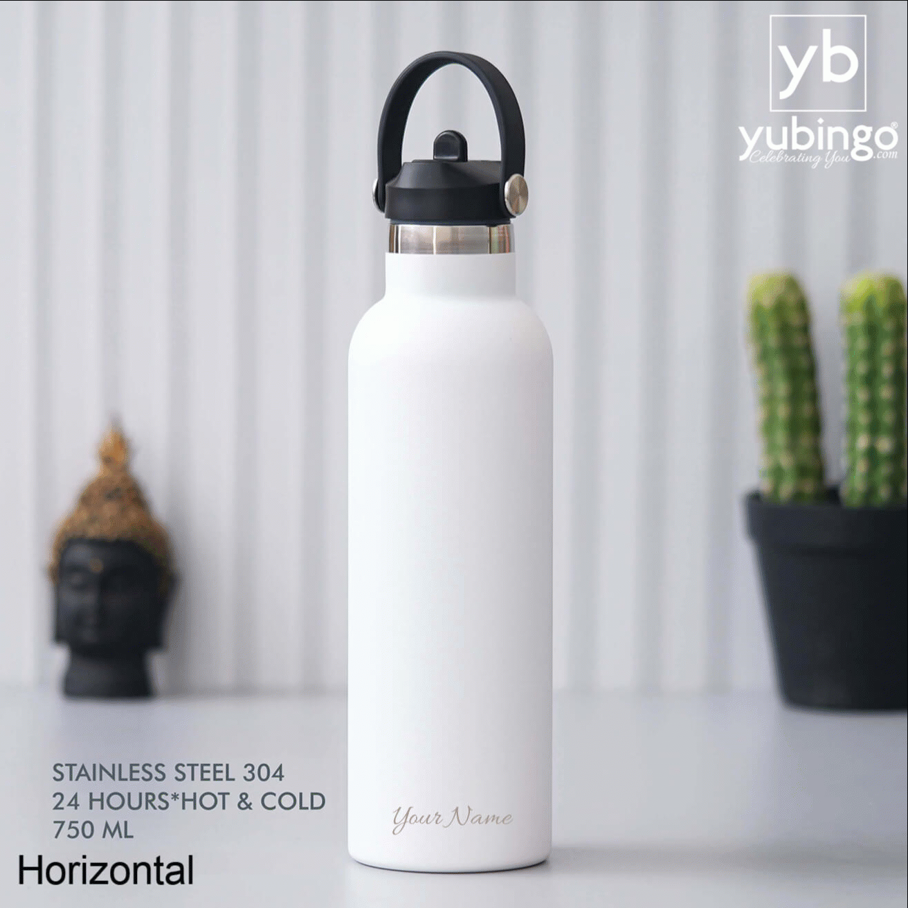 White Stainless Steel Bottle - 750 ML - corporate gift by YuBingo