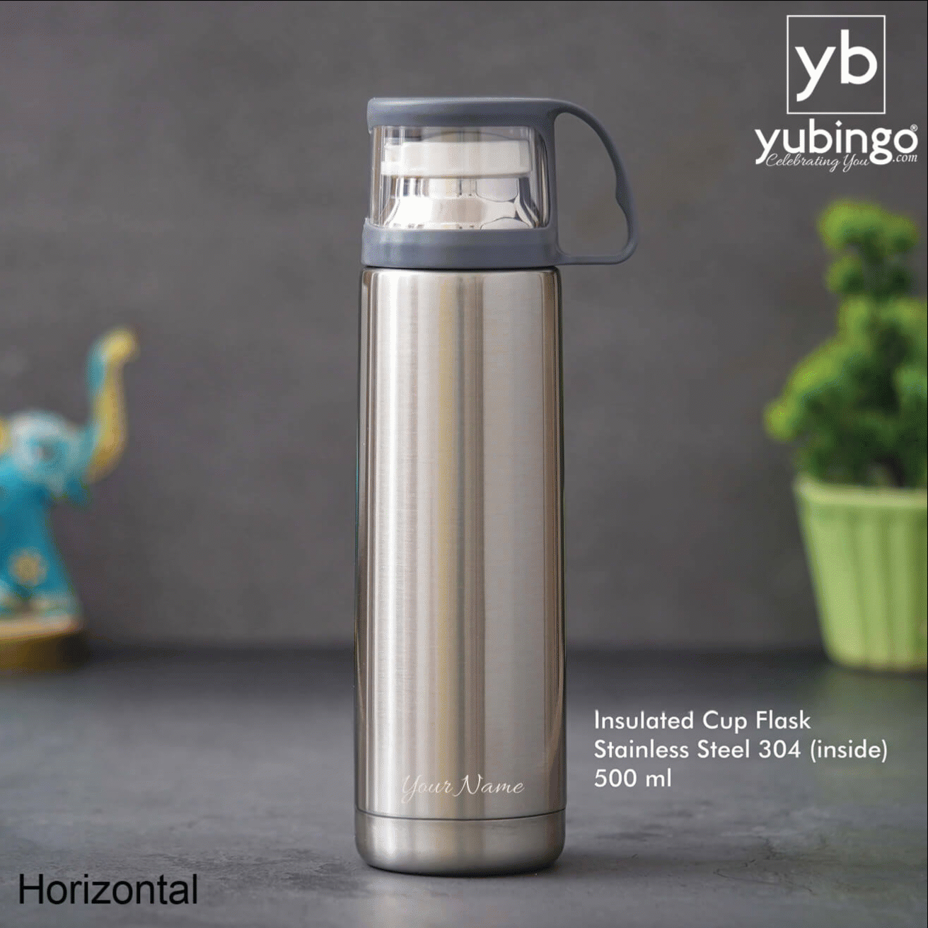 Silver Stainless Steel Flask - 500 ML - corporate gift by YuBingo