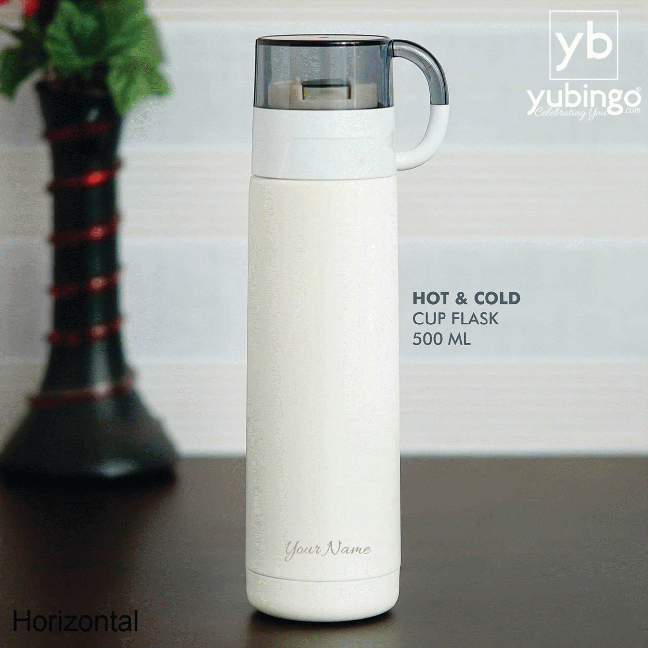 White Stainless Steel Flask - 500 ML - corporate gift by YuBingo