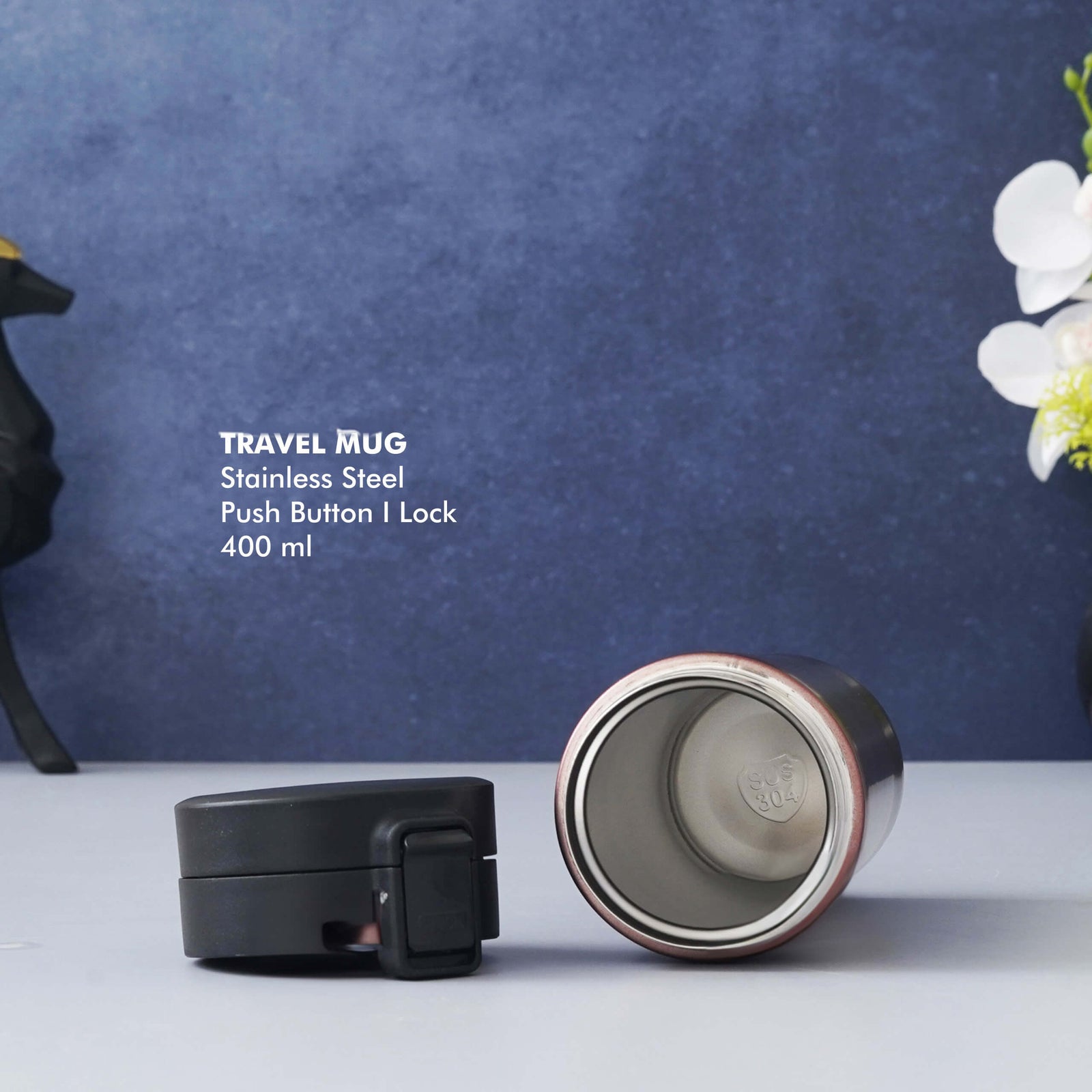 Premium Coffee Stainless Steel Travel Mug with Push Button & Lock - 400 ML - product image 5