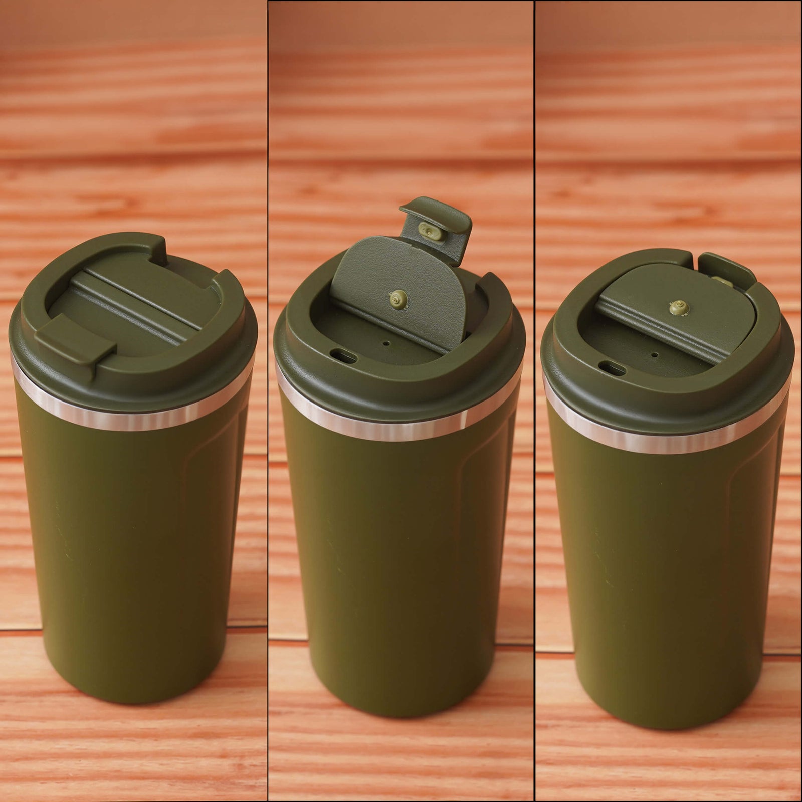 Personalized Green Stainless Steel Travel Mug with Push Button - Enjoy Your Drinks Safely - product image 5