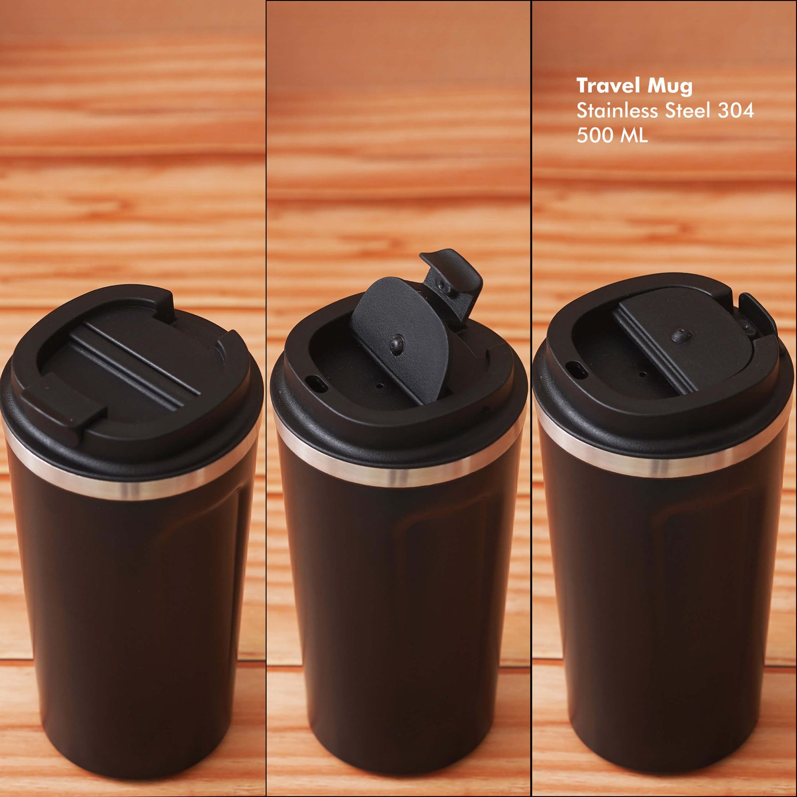 Customizable Black Stainless Steel Travel Mug - Stay Refreshed Anywhere - product image 4