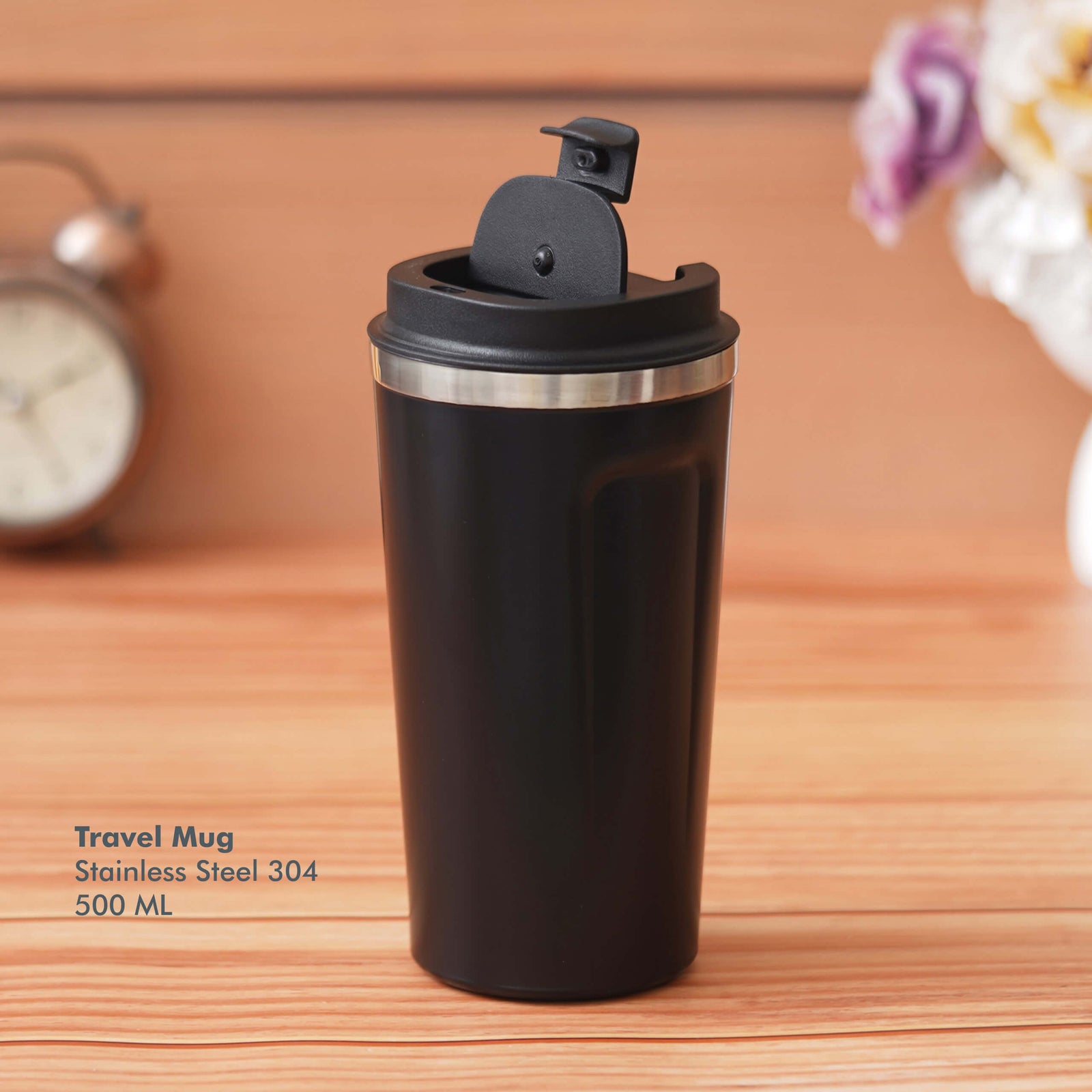 Customizable Black Stainless Steel Travel Mug - Stay Refreshed Anywhere - product image 3
