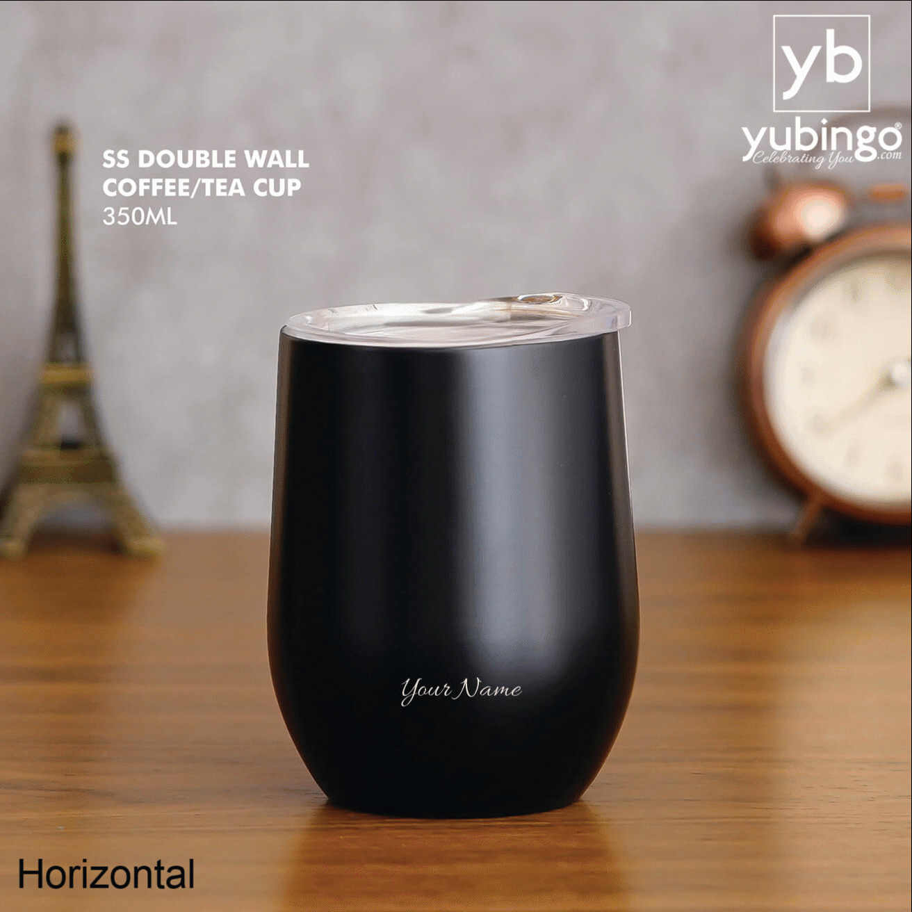 Personalized Black Stainless Steel Vacuum Mug with Double Wall - Keep Your Beverages Hot or Cold - corporate gift by YuBingo