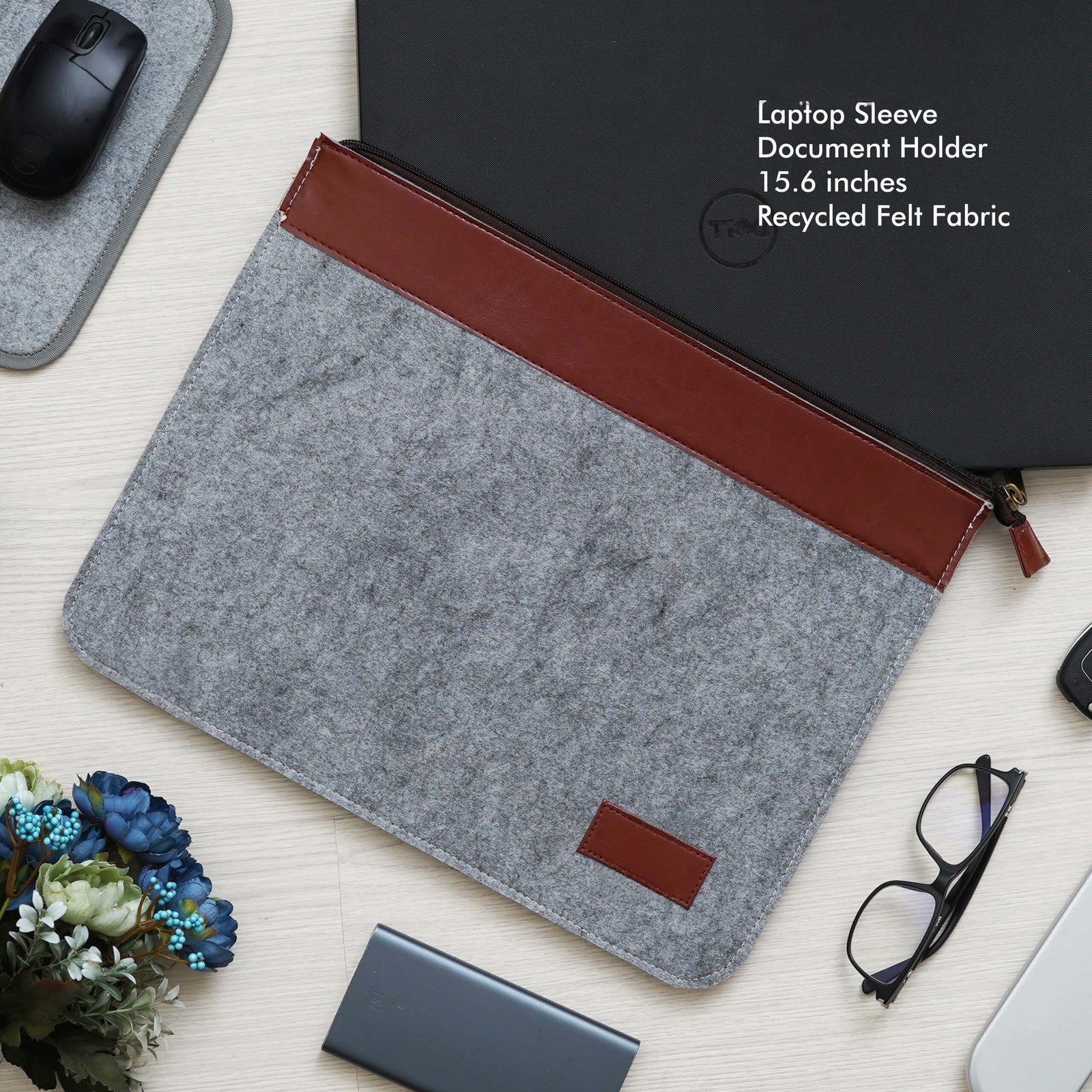 Grey Laptop Sleeve with Zipper - Fits Laptops Up to 15.6 Inch - product image 3