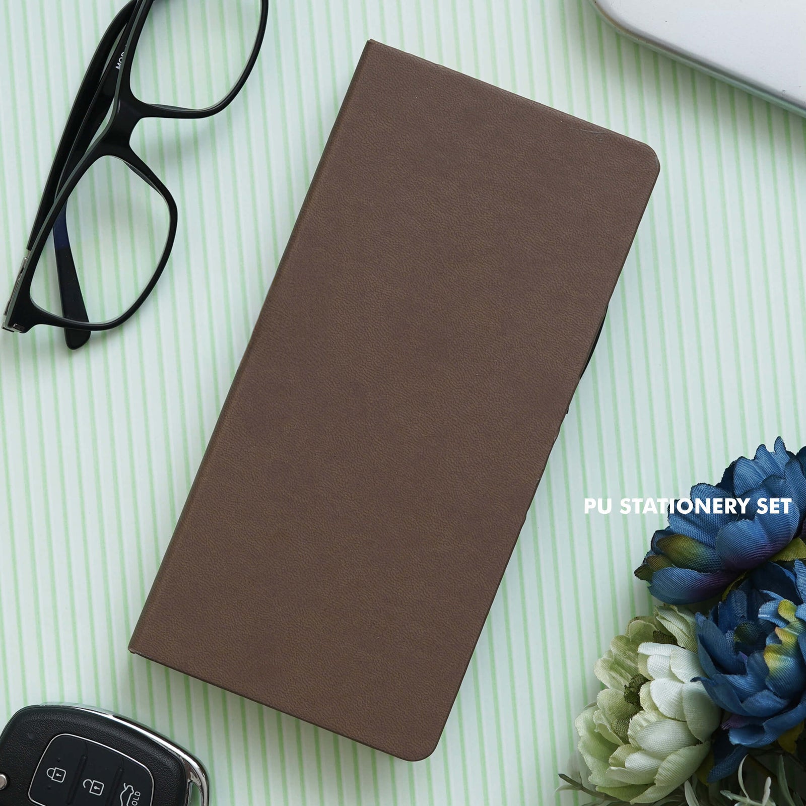 Personalized Brown PU Stationery Set - Elevate Your Workspace - product image 2