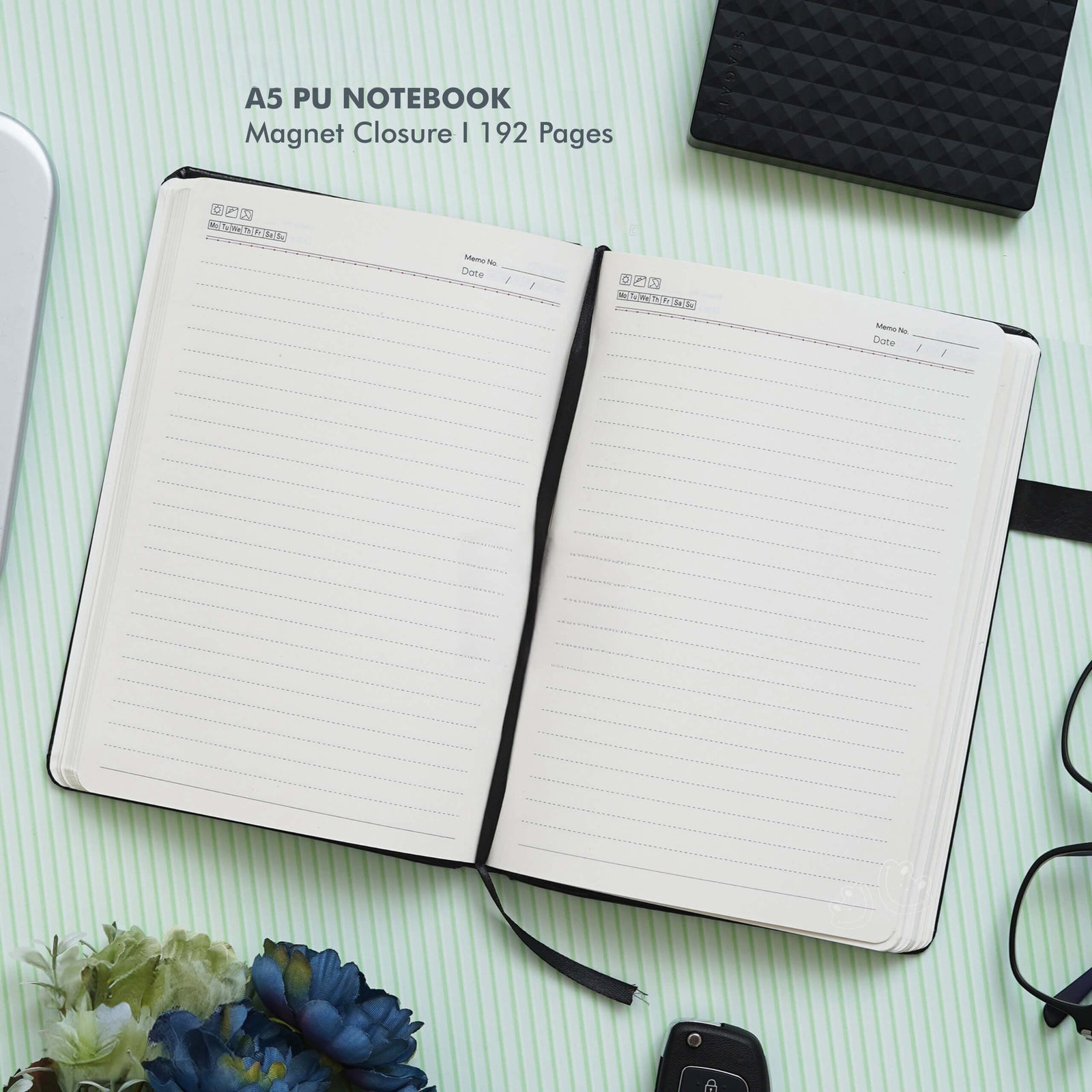 Sleek Black A5 PU Notebook with Magnet Closure - Your Perfect Companion - product image 2