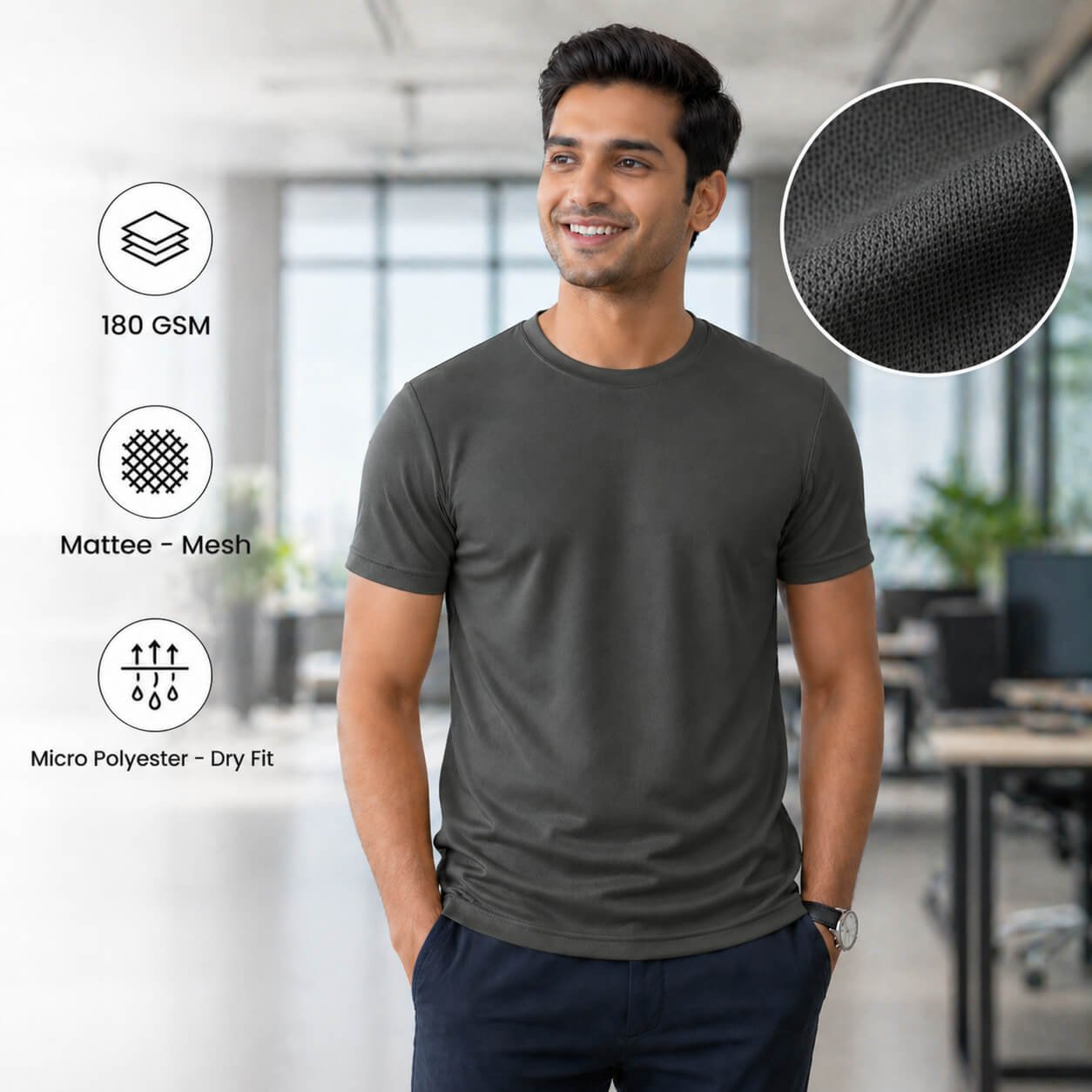 Yankees Dark Grey round-neck T-shirt for corporate gifting