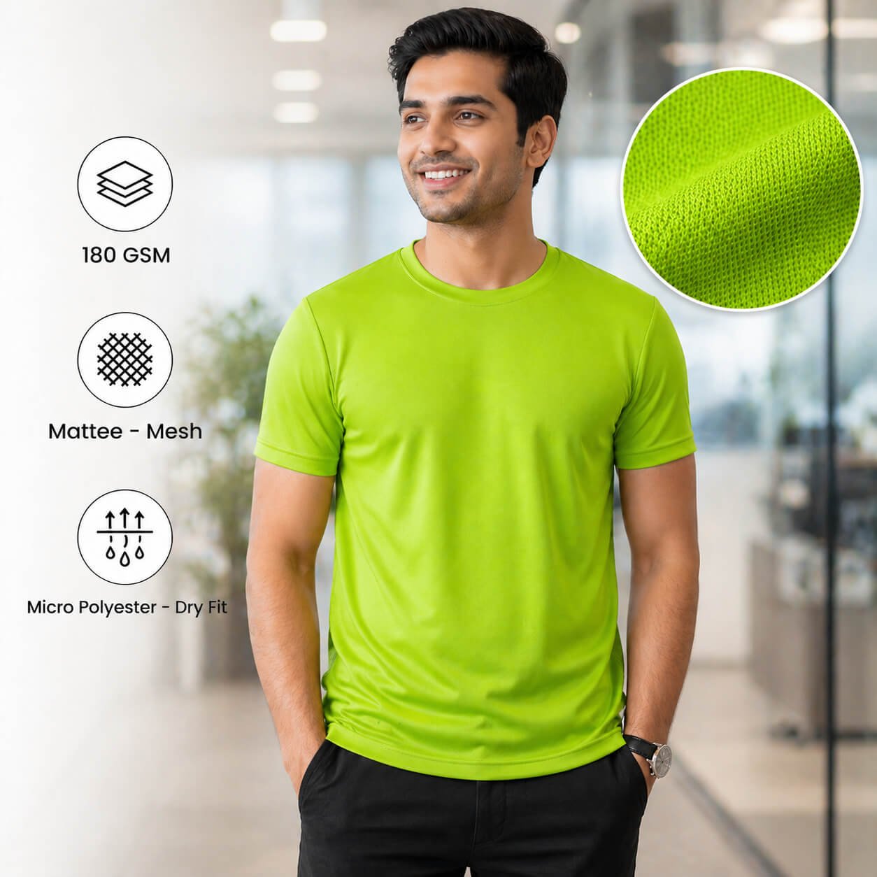 Yankees Neon Green round-neck T-shirt for corporate gifting