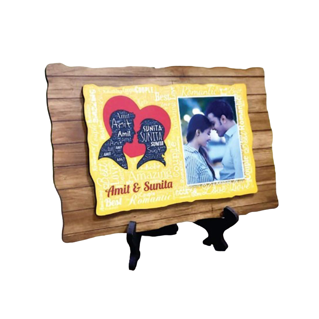 Love Wooden Plaque Photo Frame - MDF Wood, 8x6 Inches - corporate gift by YuBingo